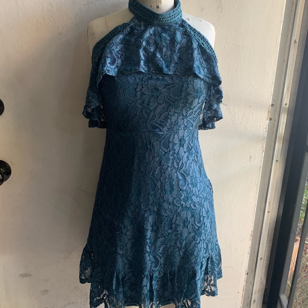 Turquoise lace halter